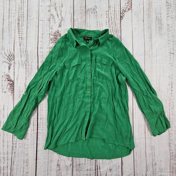 Melissa Paige Tops - Melissa Paige Green Button Front Boyfriend Shirt Blouse Large Spring Minimalist